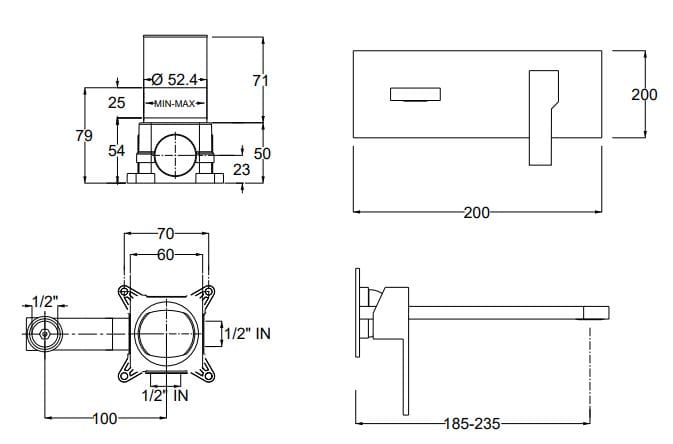 Настенный смеситель для раковины с 2 отверстиями QD Magistro Lab приложение ARCH-00079107 - Вид №2