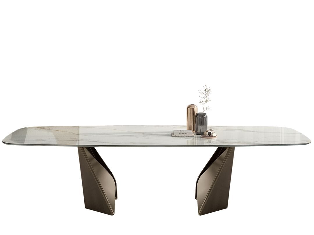 Обеденный стол с металлическим основанием и мраморной столешницей Bontempi Casa KALEIDO ARCH-00006406