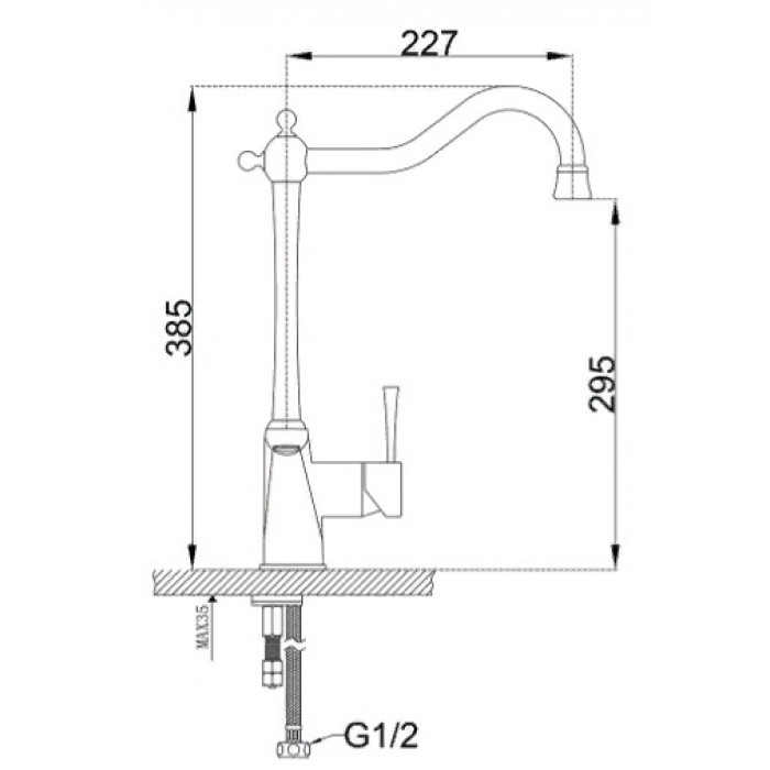 Zorg ZR-353-YF хром Смеситель для кухни Zorg 385х227  - Вид №2