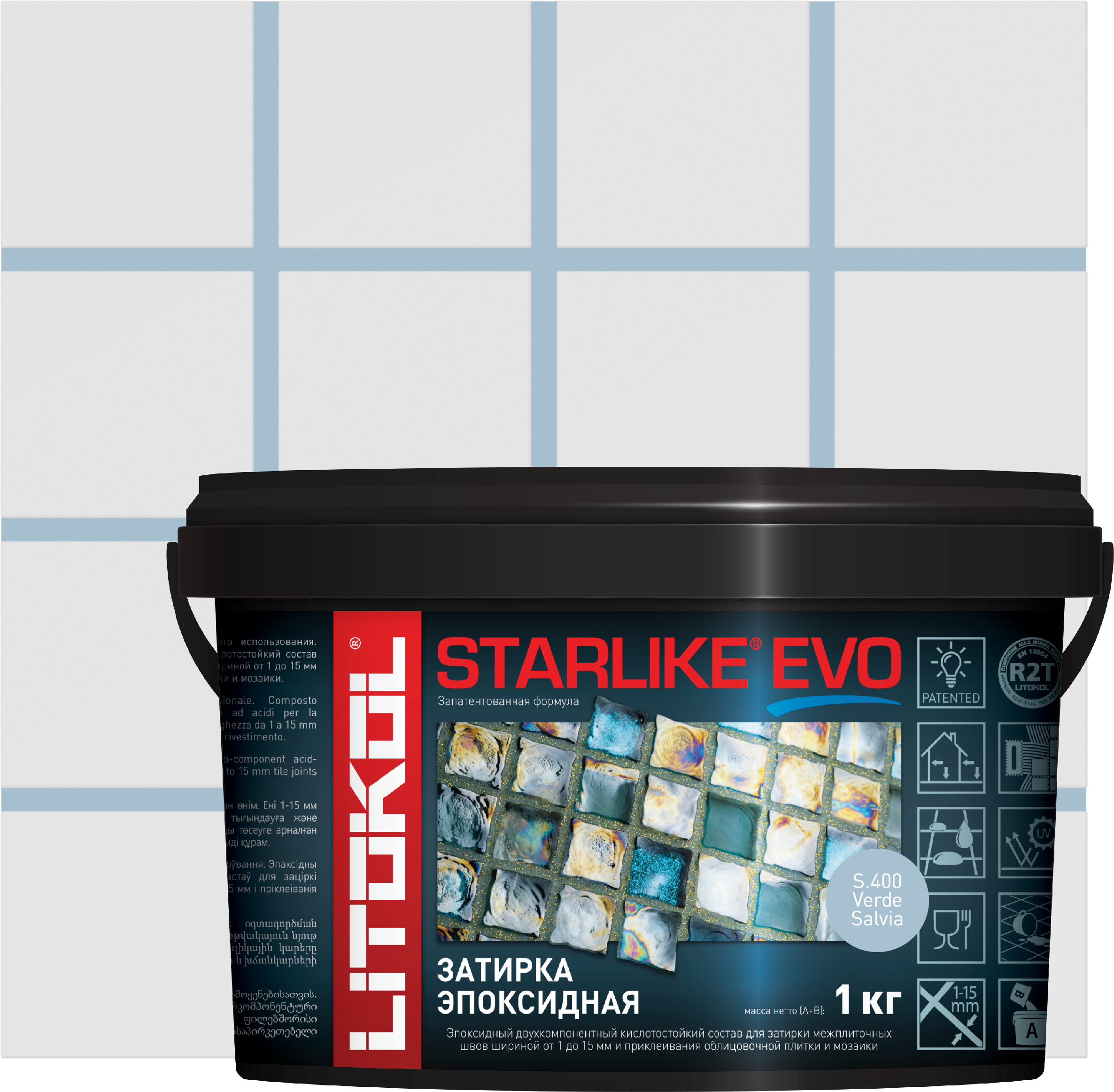90218051 Затирка эпоксидная Starlike Evo S.400 цвет зелёный шалфей 1 кг STLM-0136222 LITOKOL