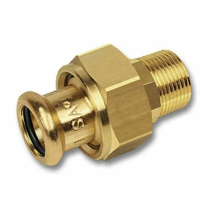 183332212 SANHA 8333G пресс-фитинг, бронза, сгон ВПр-НР с плоск.упл. 22x1/2 мм