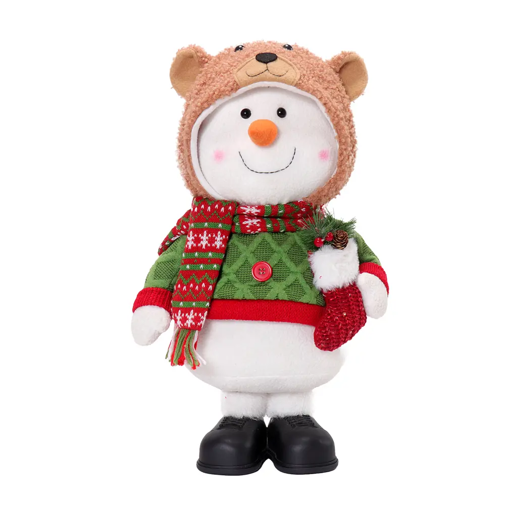 89368051 Декоративная фигура Снеговик в шапочке медвежонка 28x15 см STLM-1542346 Santreyd Christmas - Вид №1