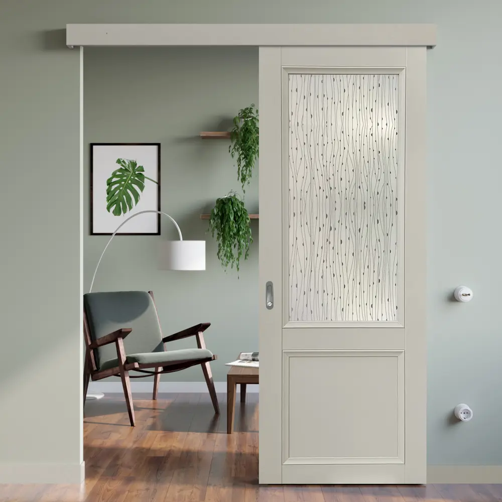 Комплект двери Рондо со стеклом 80x200 см Hardflex цвет серый жемчуг с добором 100 мм МАРИО РИОЛИ STLM-2190163 - Вид №3