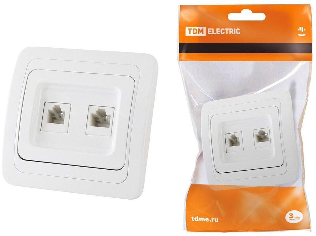 SQ1804-0015 Розетка компьютерная RJ45/телефонная RJ11 белая TDM Electric Валдай