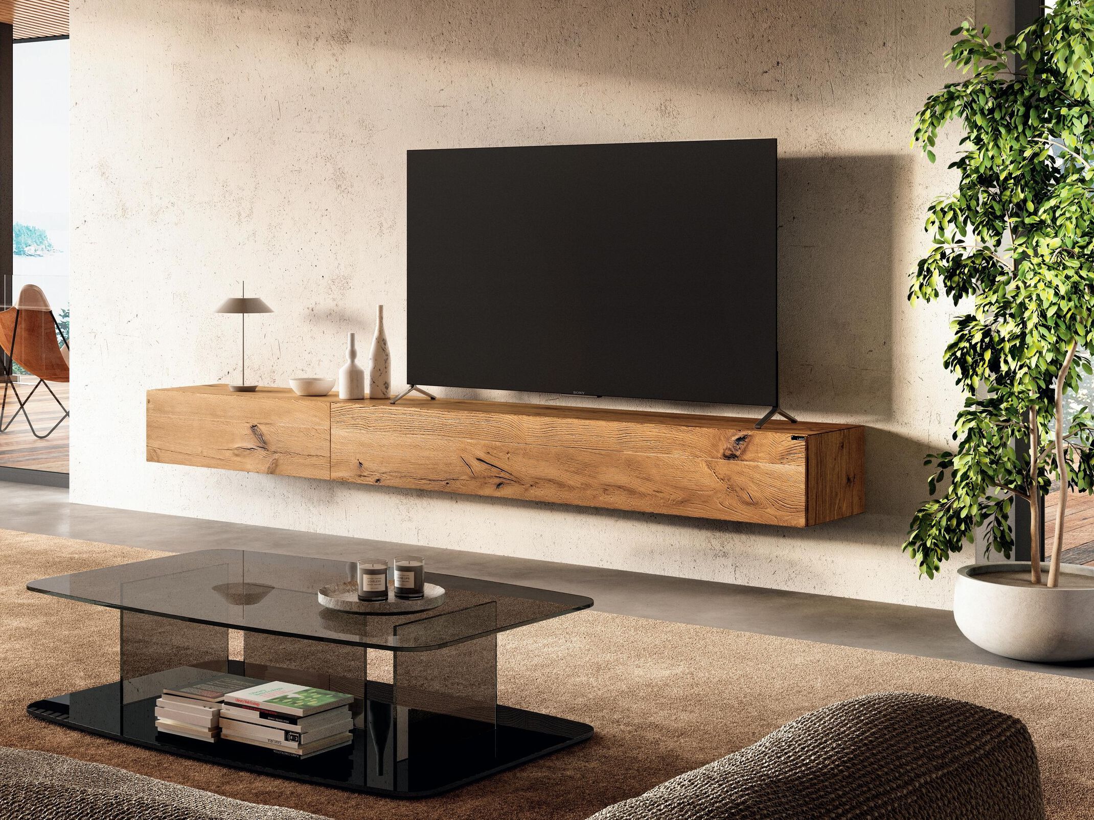 Деревянный подвесной шкаф для телевизора Lago 36e8 ARCH-00104779