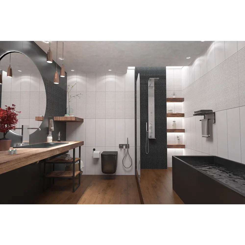 Плитка настенная Azori Mos Laura Grafite 25.1x70.9 см 1.25 м² цвет черный 85091606 STLM-2093468 - Вид №1