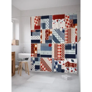 93783526 Штора для ванной JoyArty Тканевые квадраты из ткани, 180x200 см с крючками STLM-1498940