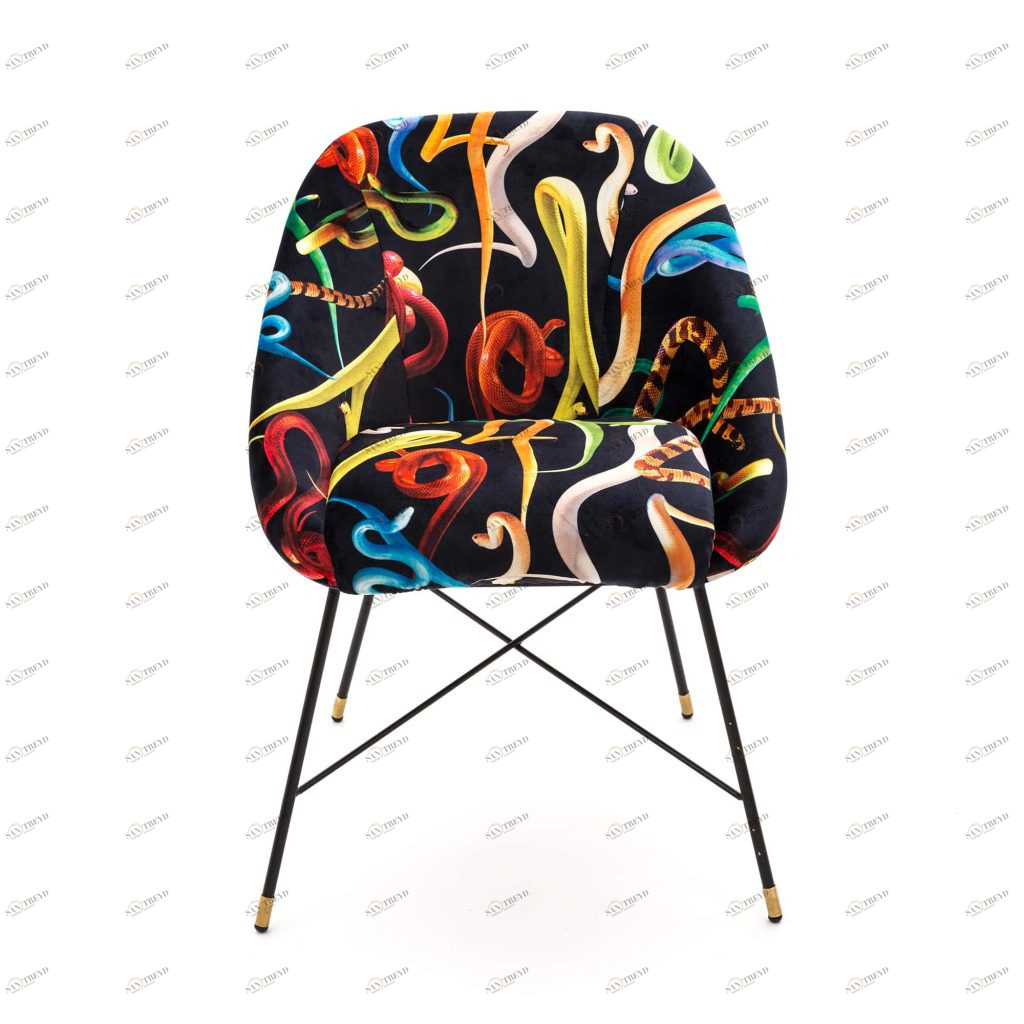 Стул мягкий с металлическими ножками 50х60 см черный Snakes SELETTI  00-3883211 Красный;черный;разноцветный 