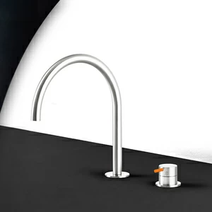 Кухонный смеситель сталь глянцевая с оранжевой ручкой Kitchen Radomonte TKI32LCIL24