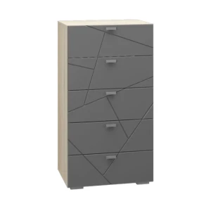 91639326 Комод 5 ящиков МЛК Скайлайн 60x111x45 см ЛДСП цвет дуб сонома/графит STLM-1392584