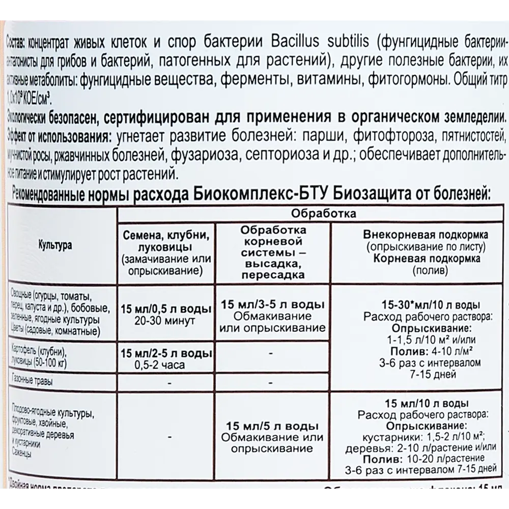 Экодачник Био Комплекс БТУ - органическое удобрение для защиты растений 250 мл 86481300 STLM-0069119 - Вид №2