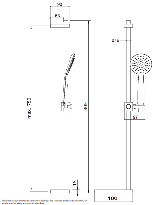 Душевой гарнитур Sanindusa Basic 5R42070110 хром/белый - Вид №3