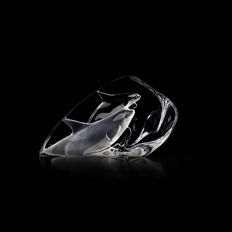 33577 Скульптура из прозрачного хрусталя "Косатки", 195/115 мм. Maleras 