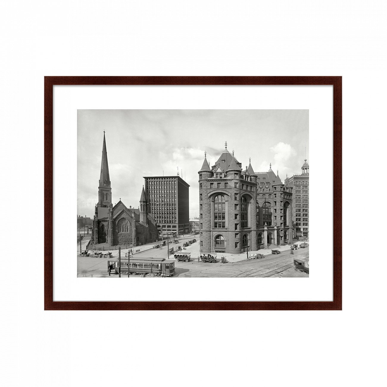 Картина черно-белая 80х100 см Shelton Square, Buffalo, N.Y., 1910г. КАРТИНЫ В КВАРТИРУ  00-3894699 Белый;черный  - Вид №1