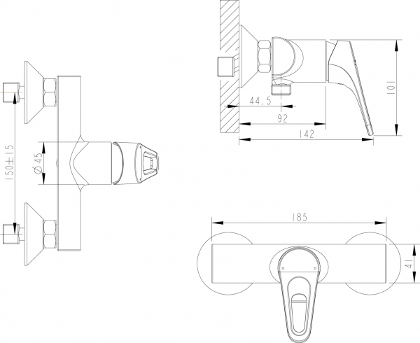 Смеситель для ванной комнаты для душа DROP-D F948162C-01 bravat - Вид №1