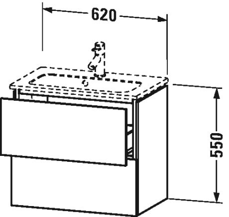LC625602222 Тумбочка подвесная компакт L-Cube #LC6256 620 x 391 мм Белый глянцевый декор Duravit - Вид №1