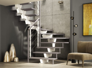 Модульная лестница из бука и стали