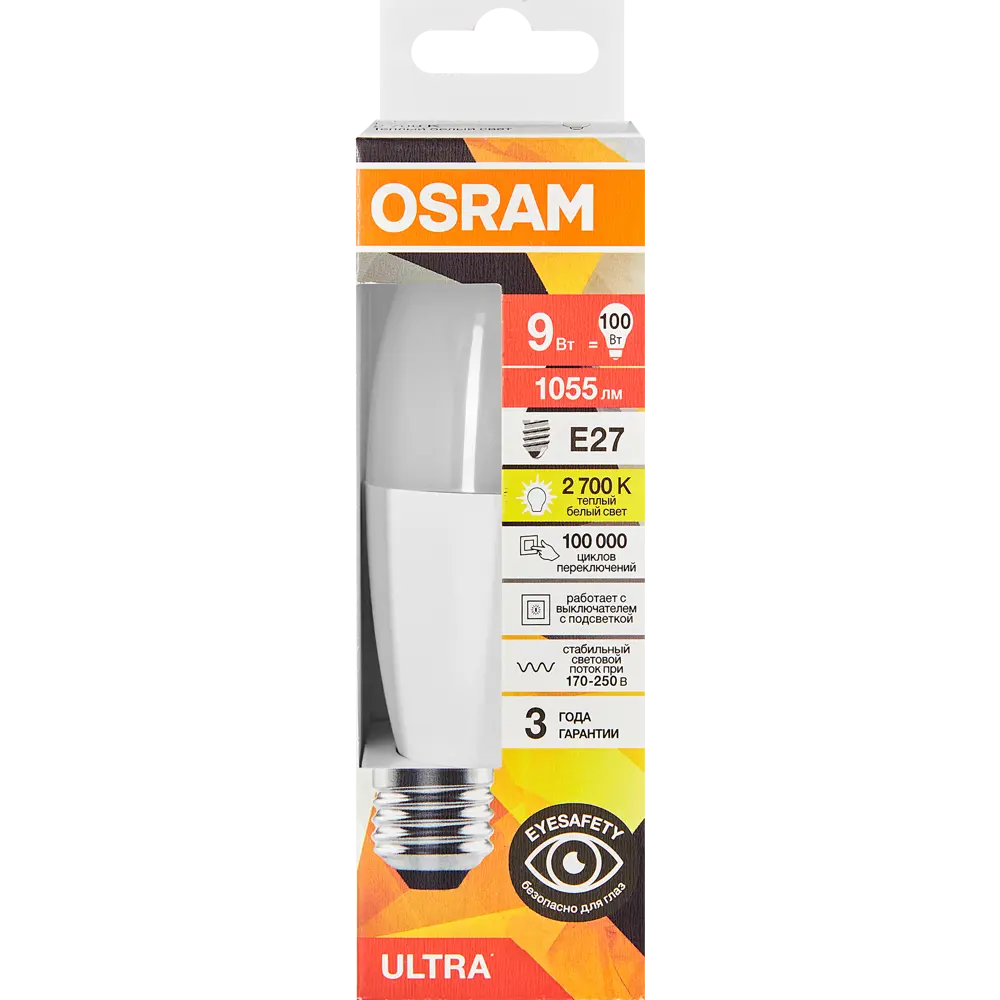 Светодиодная лампа Osram E27 9Вт теплый белый свет 89411185 STLM-1566786 - Вид №4
