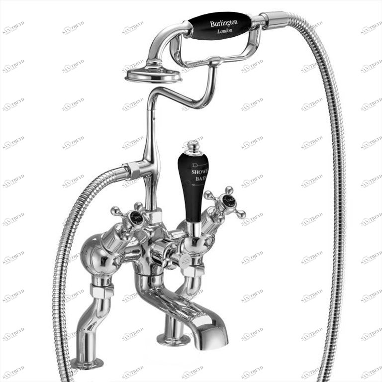 Смеситель для ванны "под наклоном" и ручным душем, набортный [CL19 BLA]  Burlington T9-QT BLA, T18, T1 BLA 