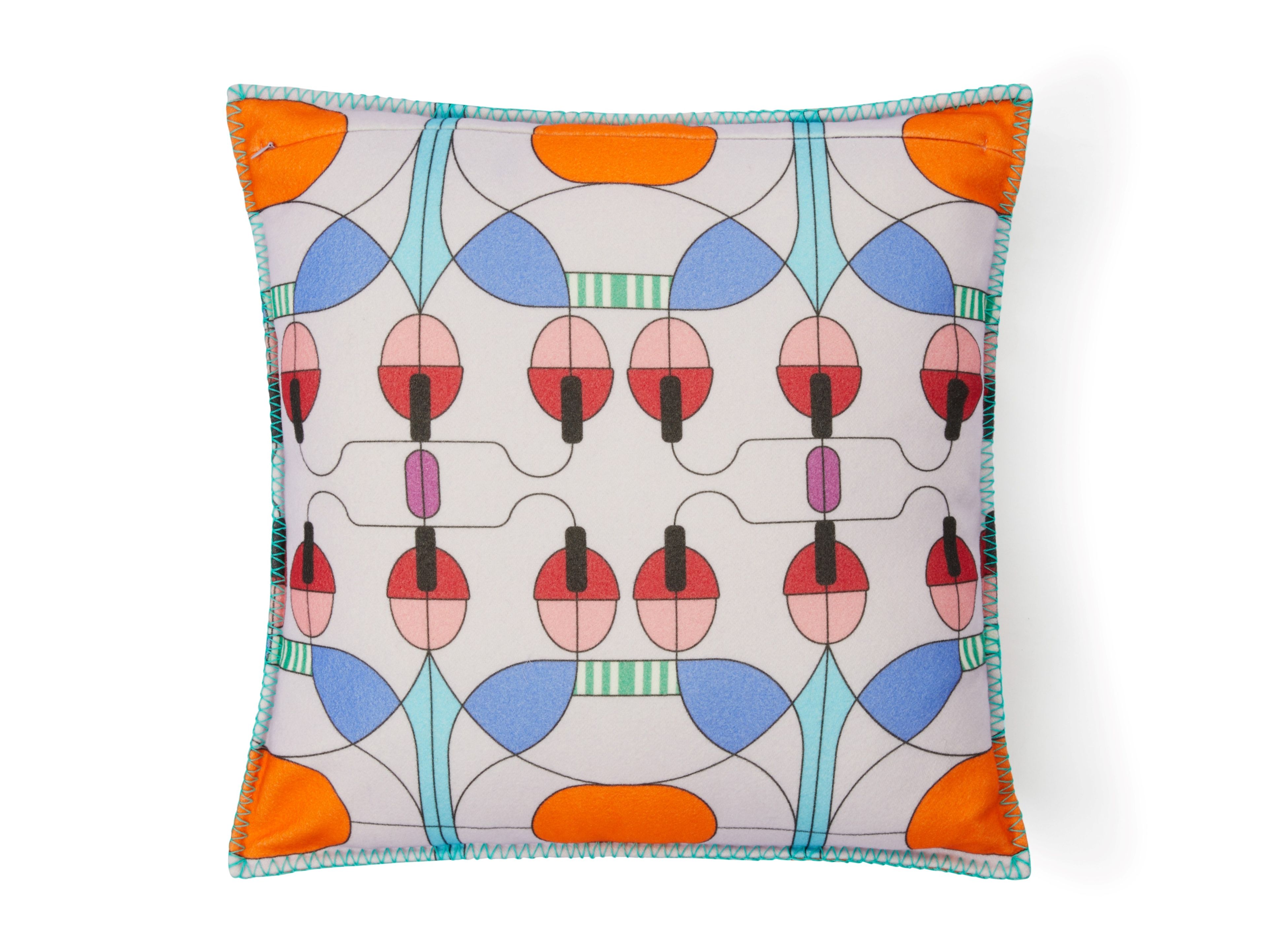 Подушка из шерсти мериноса с геометрическим рисунком Lanerossi Колокольчик ARCH-00011362