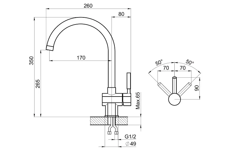 ST-31, БЕЖЕВЫЙ, СМЕСИТЕЛЬ КУХОННЫЙ GRANULA Standart 31-ST-ST119 - Вид №2
