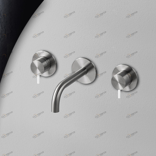 Смеситель для раковины сталь матовая с белой ручкой Toki Radomonte TKI28SCIL21