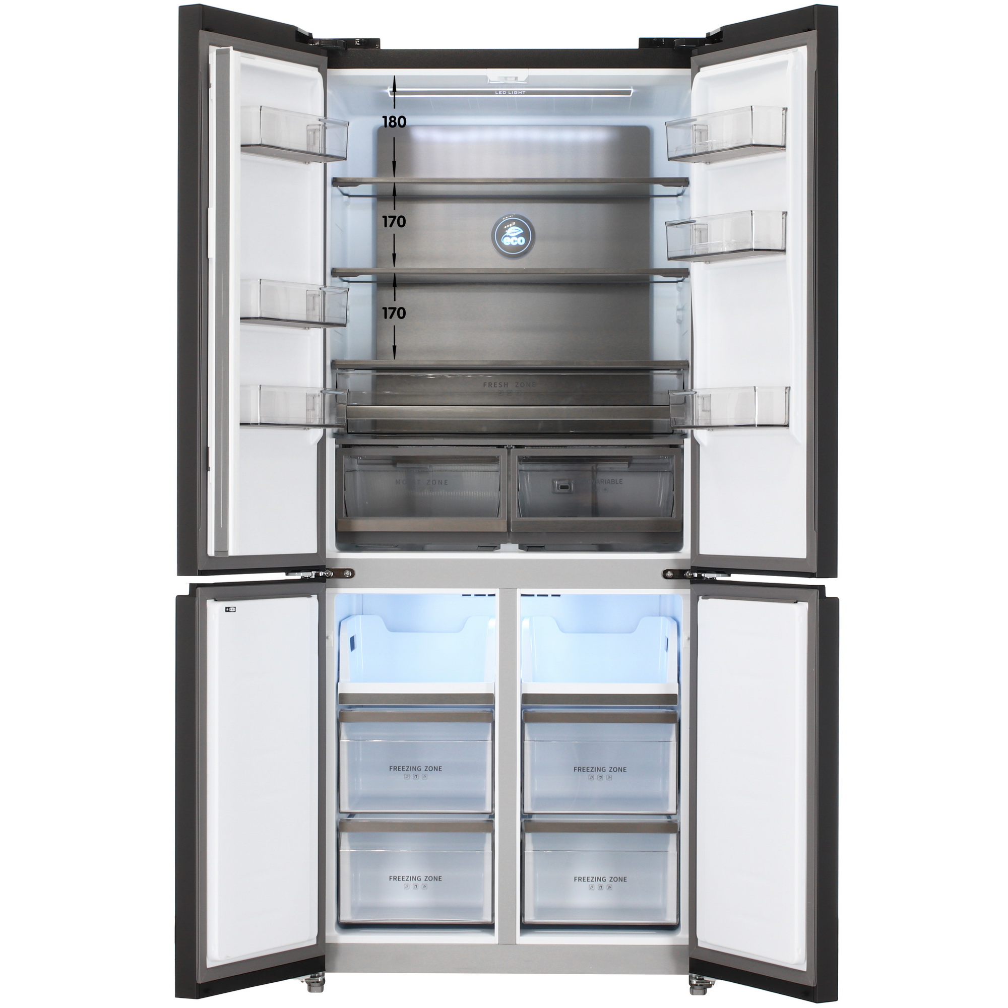 9168749 Холодильник многодверный   HIBERG RFQ-600DX NFGM inverter серый STDN-0007654 - Вид №1