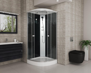 Душевая кабина NG- 4501-08BLACK (900х900х2150) низкий поддон(13см) стекло МОЗАИКА