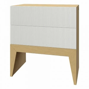 Тумбочка прикроватная с 2 ящиками и рисунком "Полоска" Still New BRAGIN DESIGN  256441 Белый