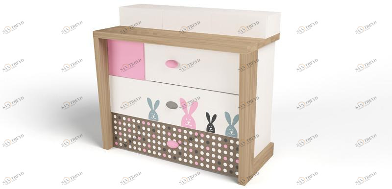 Комод ABC-KING MIX BUNNY (розовый) 4631147961761