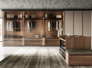 Модульный шкаф со стеклянной раздвижной дверью