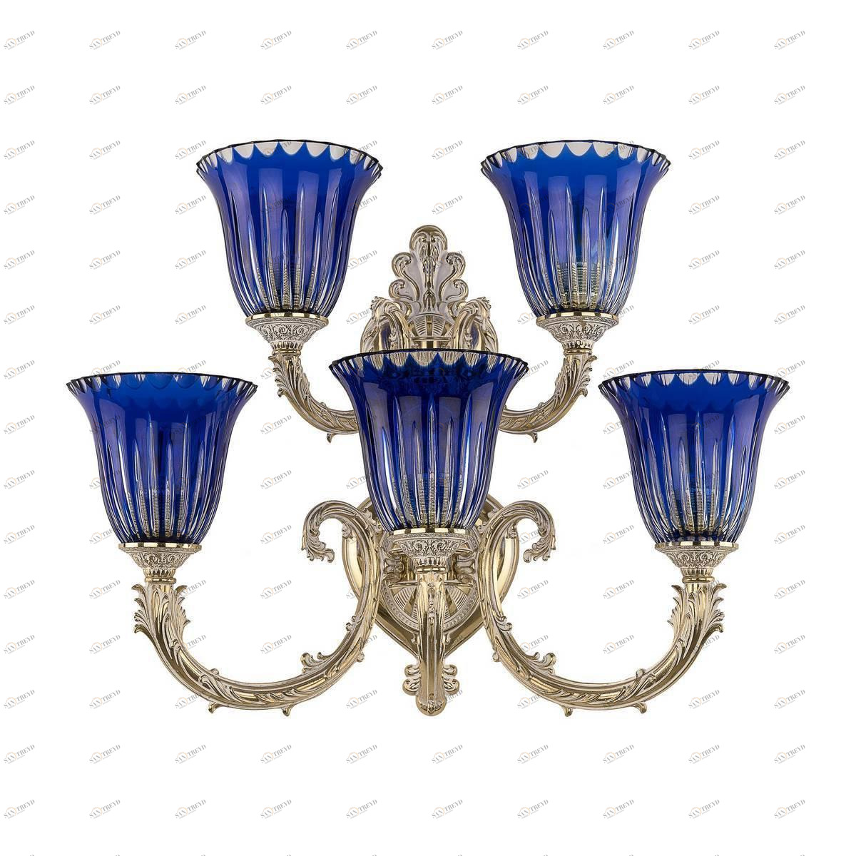 Бра настенное синее Bohemia Ivele GW U 7109B16/3+2/21 BOHEMIA IVELE ПОД СТАРИНУ 00-3889088 Синий 