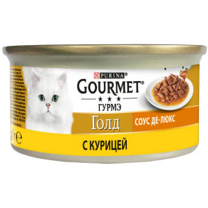ПР0048792 Корм для кошек Голд Соус Де-люкс с курицей в роскошном соусе, банка 85 г Gourmet