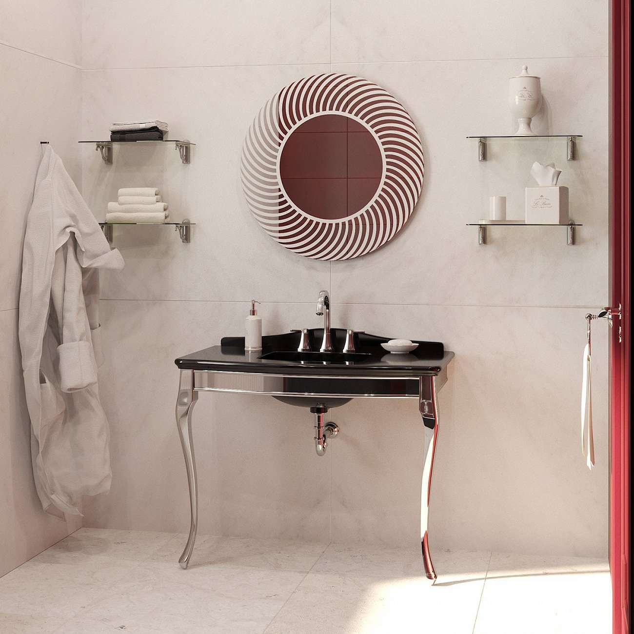 Зеркало круглое с белым принтом "Спэл" GRAUM ДИЗАЙНЕРСКИЕ 304133 Зеркальный  - Вид №4