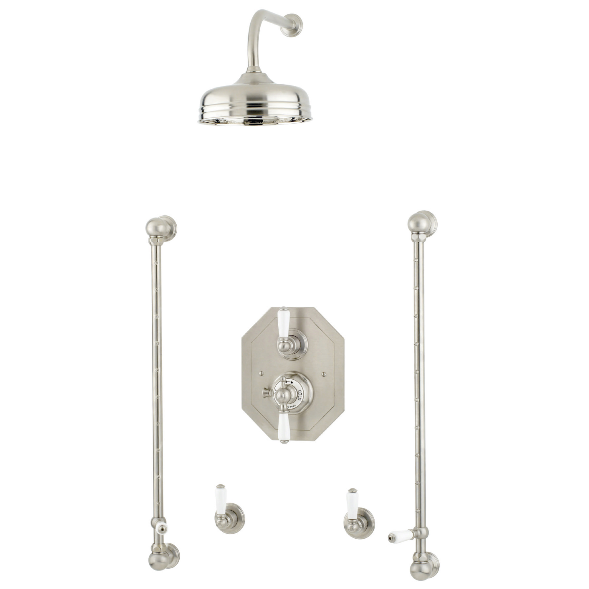 Traditional bathrooms Смеситель для душа с термостатом, фарфоровый рычаг РЫЧАГ Pr5555/bn  - Вид №3