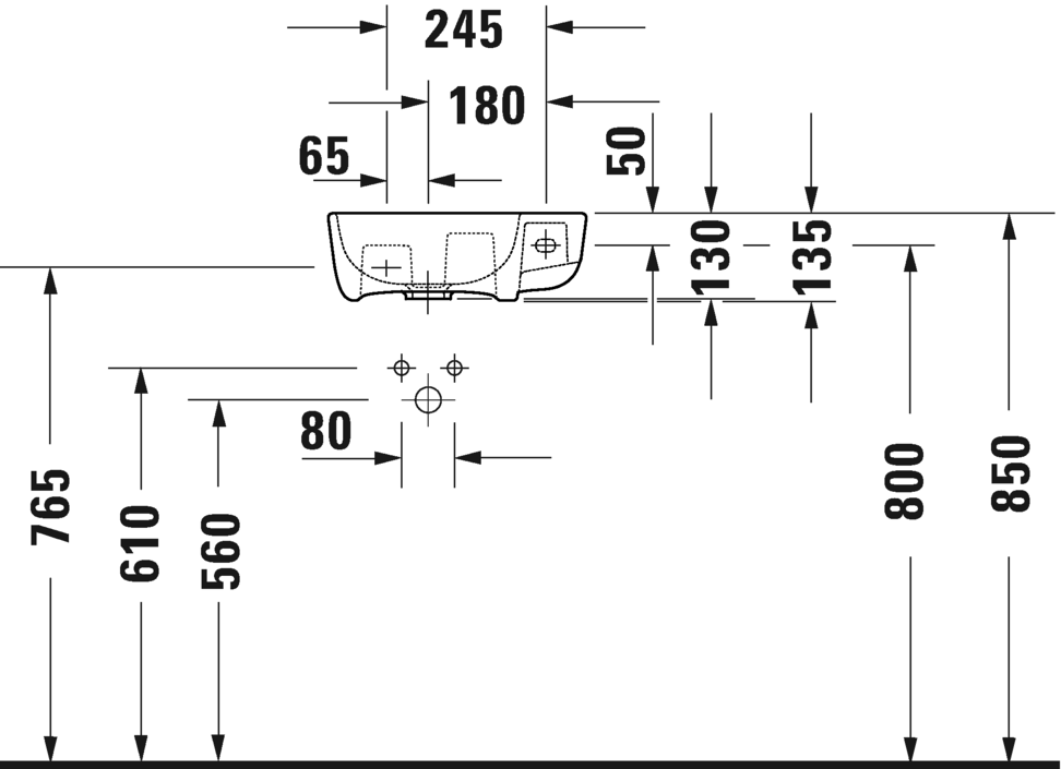 0717403200 Подвесная раковина настенная овальная Duravit ME BY STARCK - Вид №2