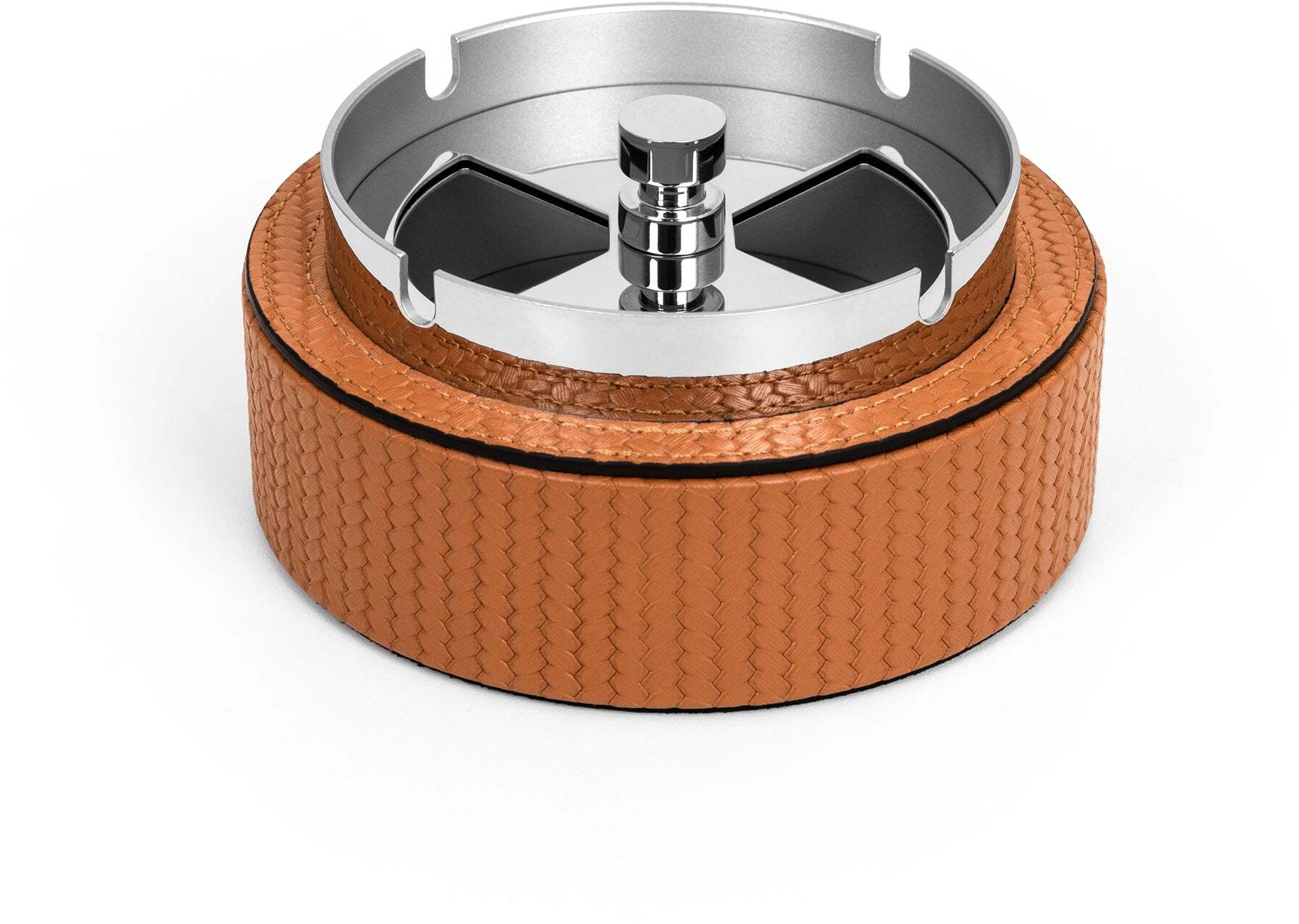 Пепельница Vento - Ø 13XH6 см / плетеная кожа_ТЕМНО-СИНИЙ