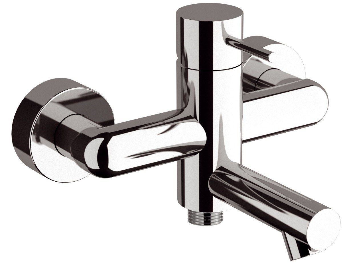 Латунный однорычажный настенный смеситель для ванны с 2 отверстиями Rubinetterie Mariani Ultraminimal ARCH-00053855 - Вид №1