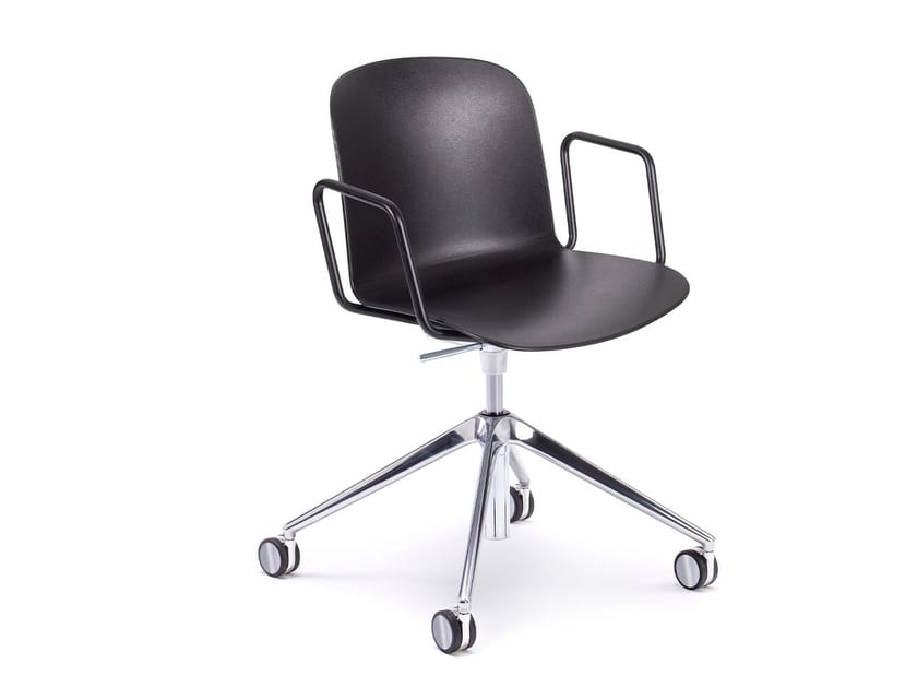 Регулируемое по высоте кресло из полипропилена с колесами и подлокотниками Infiniti Relief ARCH-00043615