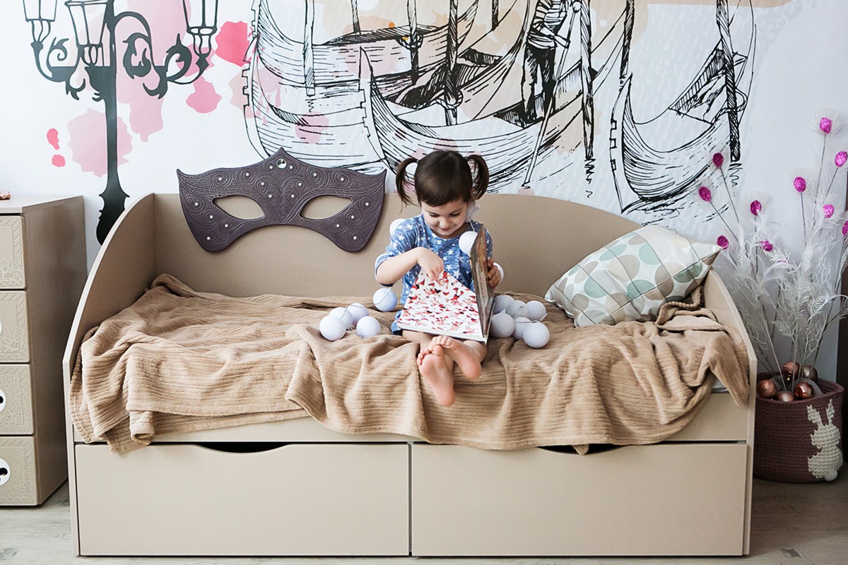 Детский диван-кровать с 2 ящиками "Венеция" МАНДАРИН ВЕНЕЦИЯ 178662 Бежевый Santreyd - Вид №8