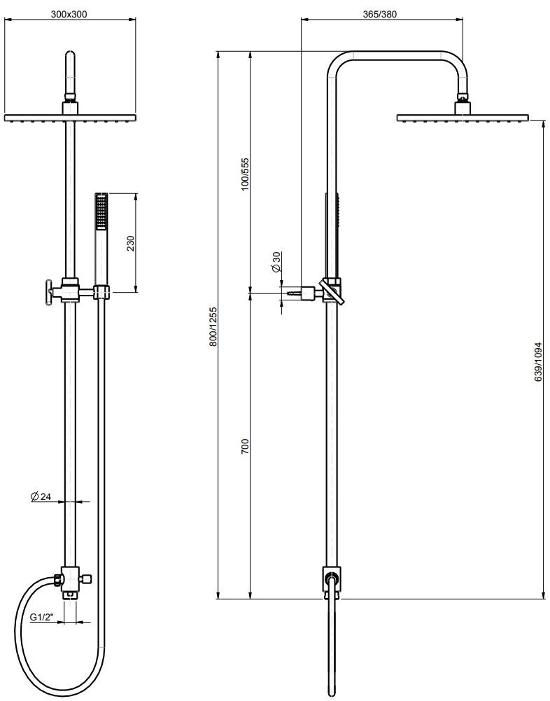 Rubinetterie Frattini Телескопическая стойка с переключателем и душевой лейкой Modus sun-id-1429436 - Вид №1