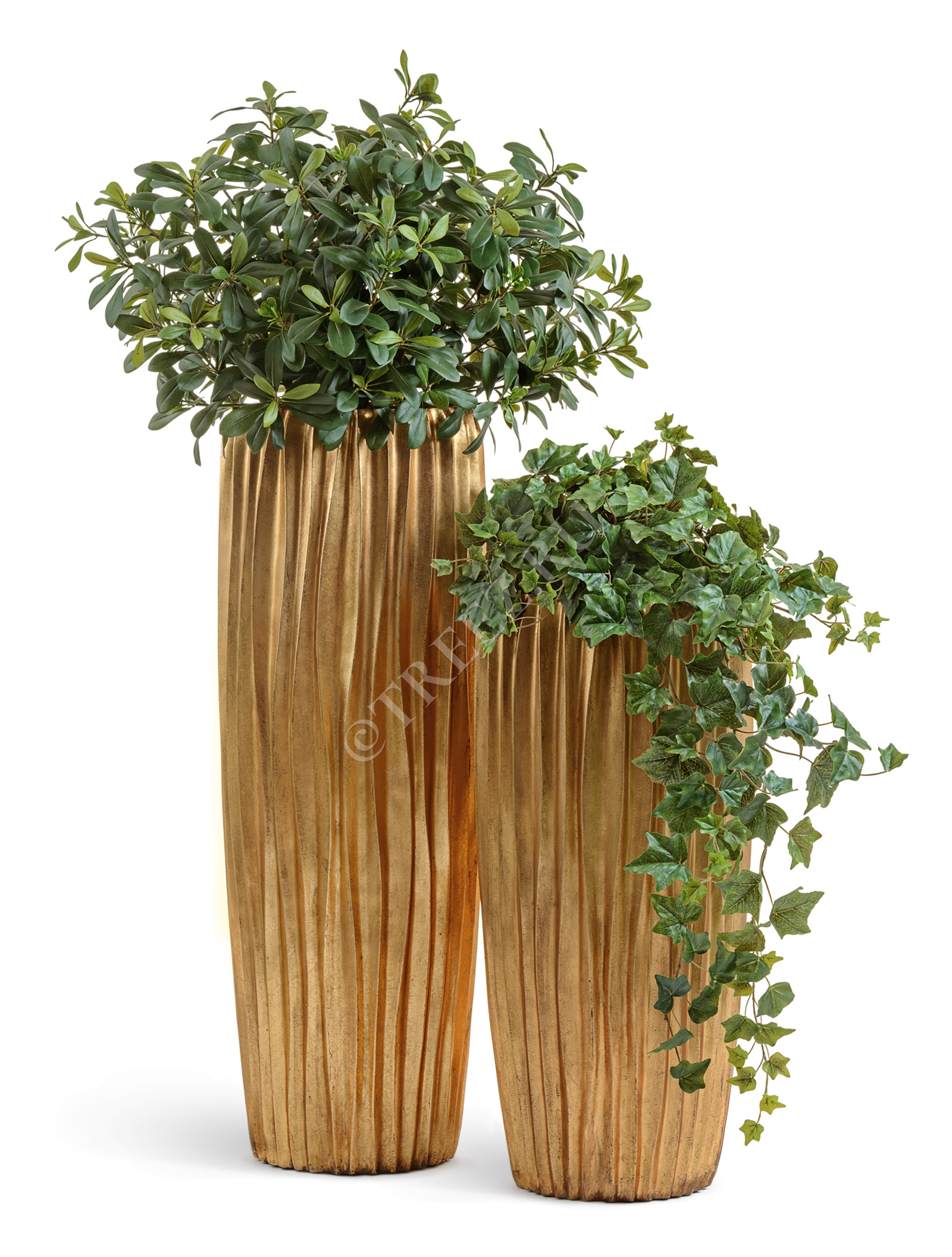 41.3321-07-047-GLD-075 Кашпо  Effectory - серия Metal - Высокий конус Design Wave - Сусальное золото Цветочная коллекция  - Вид №6