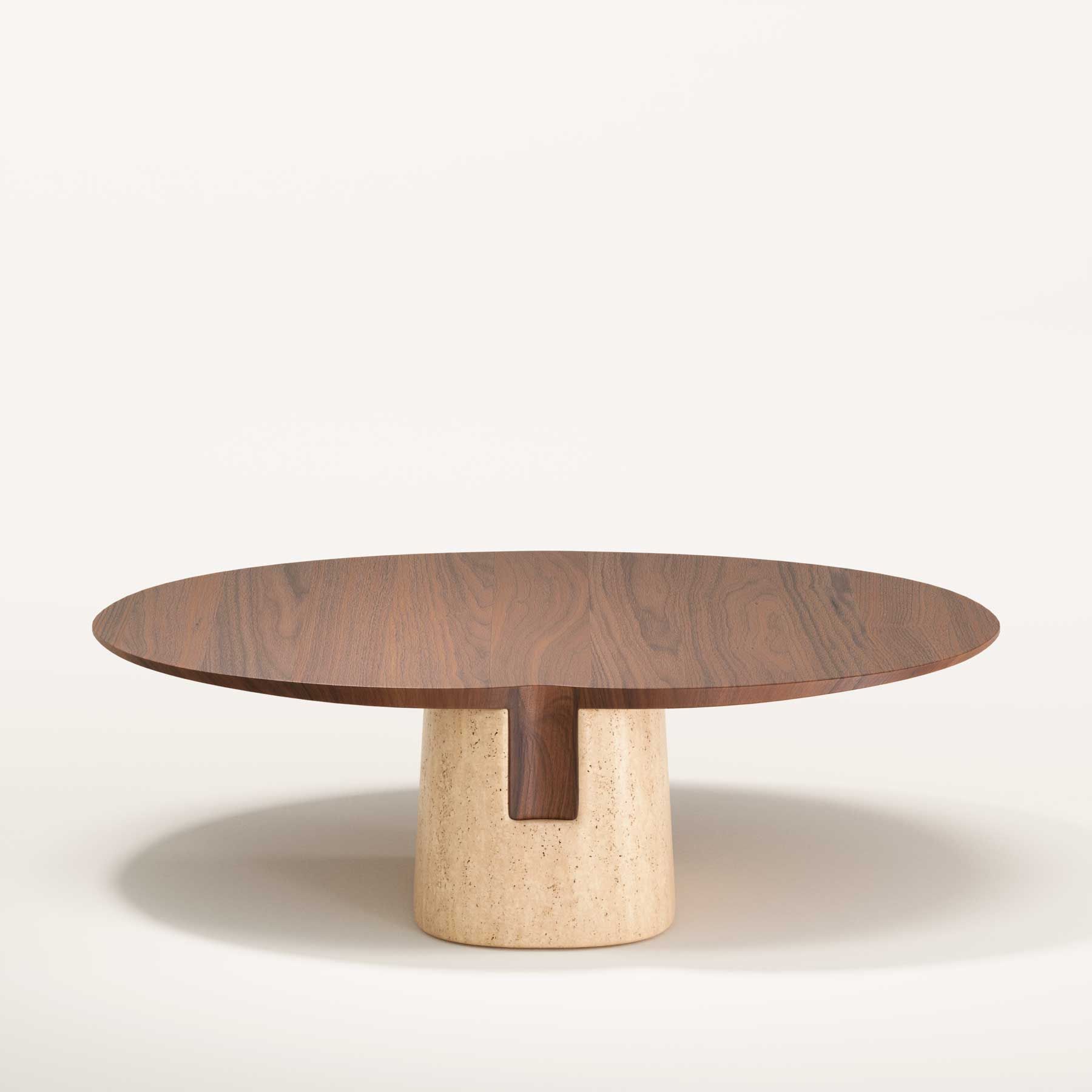 Низкий овальный журнальный столик из дерева и травертина Wewood Anchor ARCH-00091097 - Вид №8