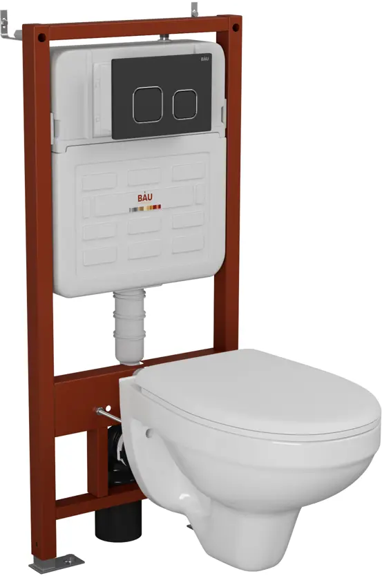 91778101 Комплект инсталляции Bauedge Bau Ideal E458103-30745-E00103, с унитазом безободковым Rio Luxe 52x35 клавиша Strike, черн STLM-0994924