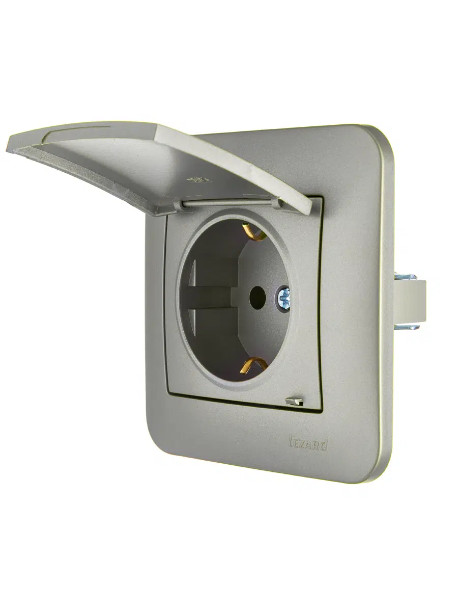 ASTI Розетка с/з с крышкой ПБТ платина LEZARD 7081-3535-123B - Вид №2