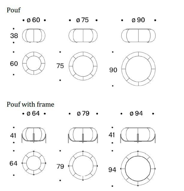 Ткань круглый съемный пуфик Saba Italia ARCH-00068055 - Вид №4