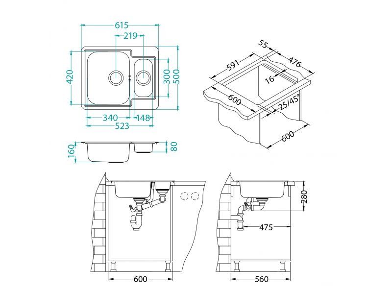 Мойка Alveus Line 50 1065676 - Вид №3