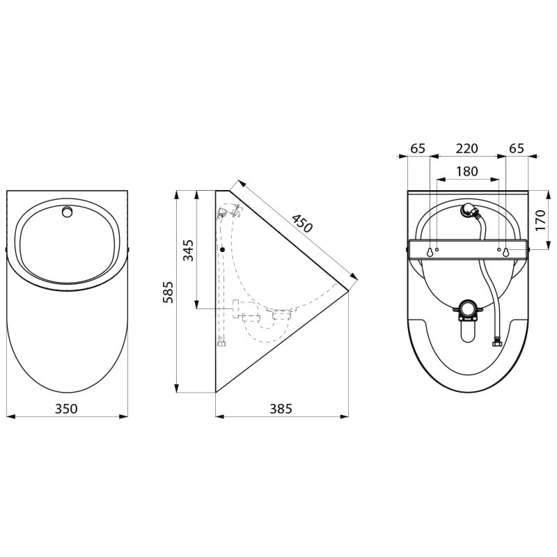 134770 Писсуар подвесной DELTA DELABIE  - Вид №1