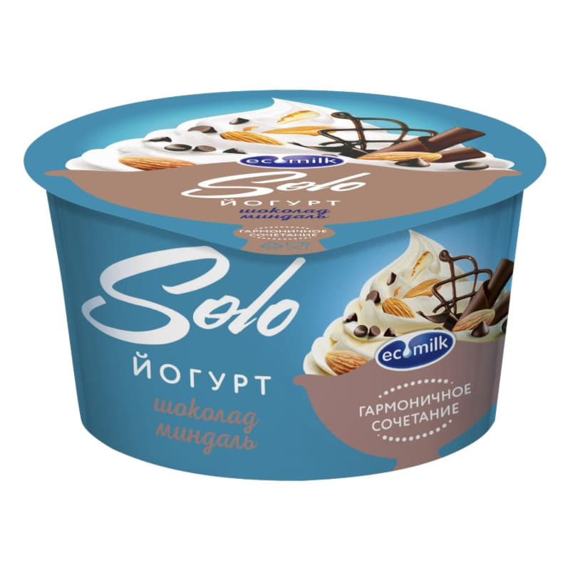 Йогурт с шоколадом и миндалем 5% Экомилк Solo 130 г БЗМЖ Santreyd 21139