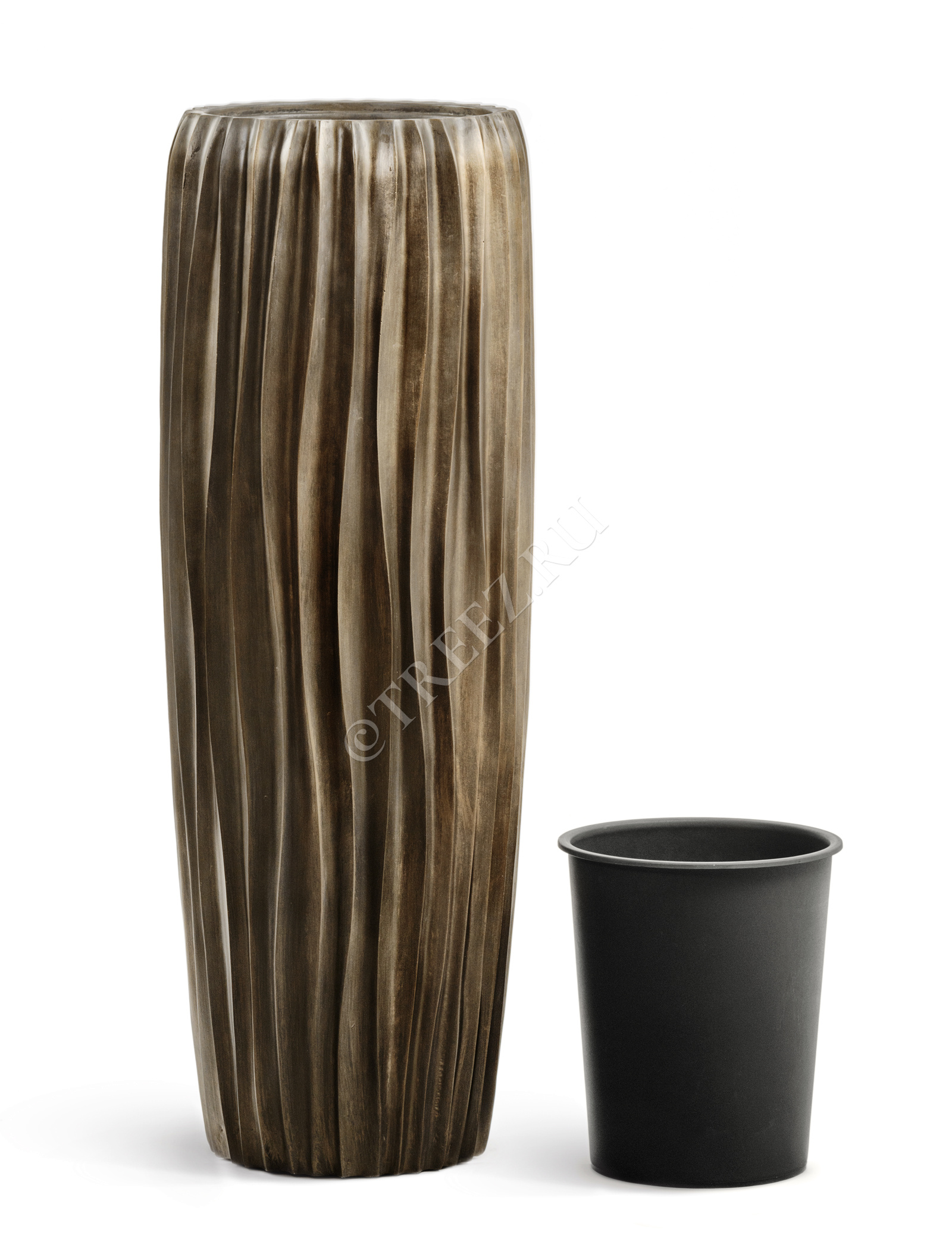 41.3321-07-047-GRP-097 Кашпо  Effectory - серия Metal - Высокий конус Design Wave - Чернёная бронза Цветочная коллекция  - Вид №5